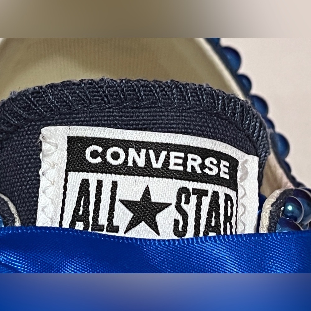 Custom Sigma Gamma Rho Blue and Gold Pearl Converse Sneakers - Picture 7 of 10